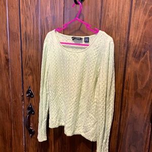 Light green cable knit cashmere sweater